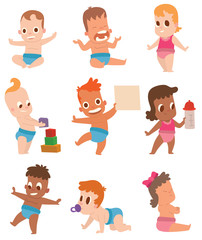 Baby kids vector illustration.