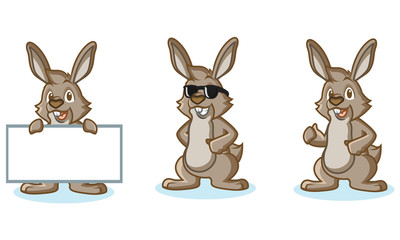 Brown Bunny Mascot Happy