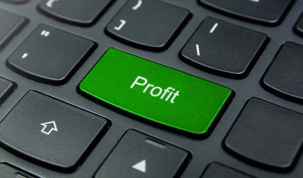 Business Concept: Close-up the Profit button on the keyboard and have Lime, Green color button isolate black keyboard