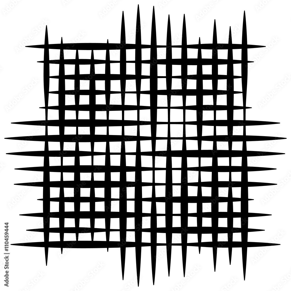 Poster Grid mesh pattern - Irregular intersecting straight lines. monoc
