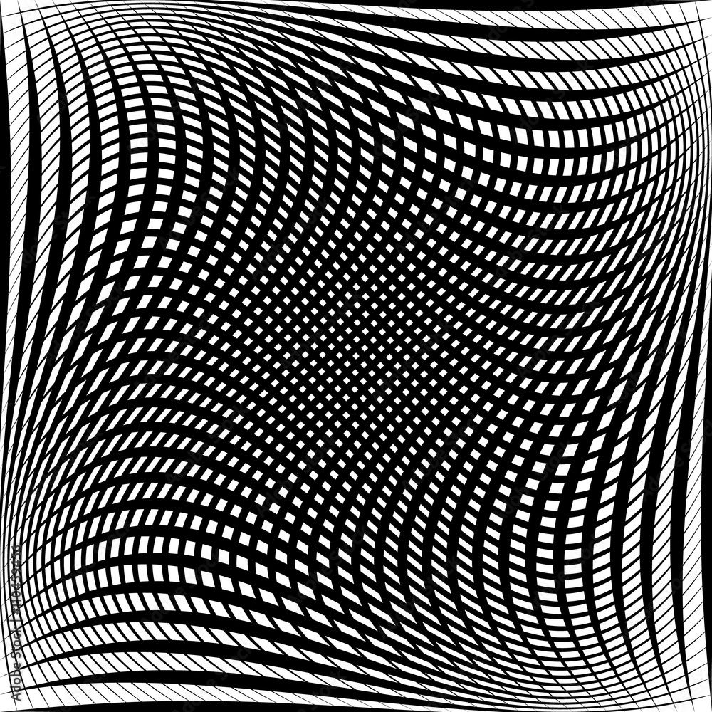 Poster Abstract grid, mesh pattern with distortion effect.