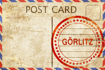 Gorlitz, vintage postcard with a rough rubber stamp