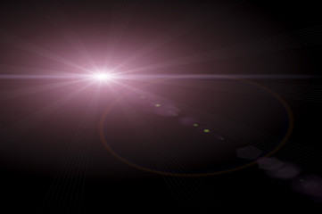 Abstract lens flare light over dark background