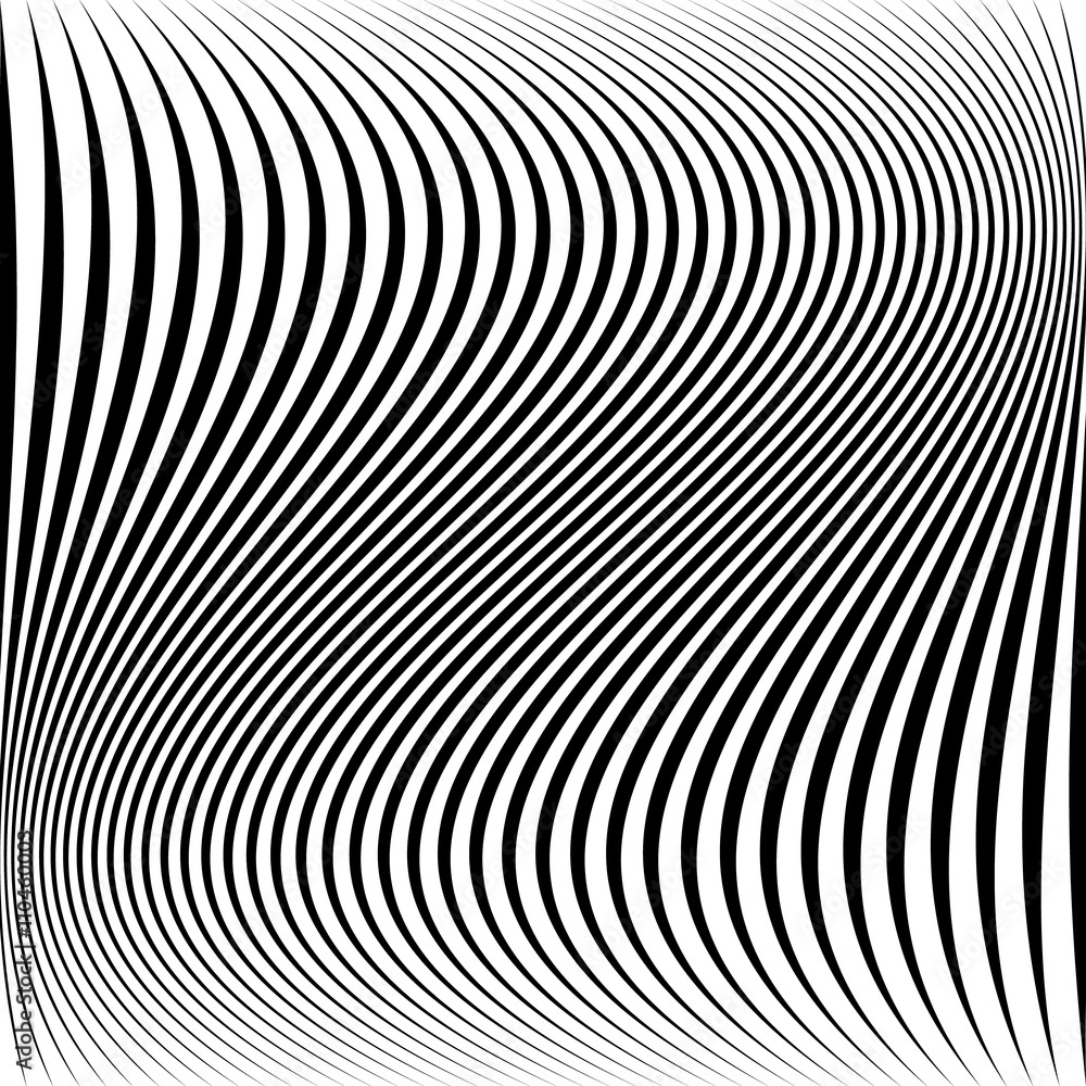 Poster Wavy dynamic irregular lines monochrome pattern.