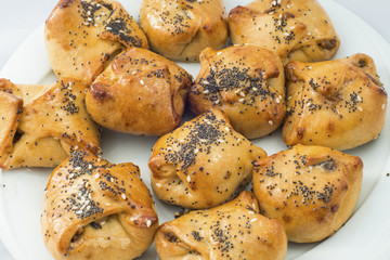 Oriental sweets on a white background mutakami with apples