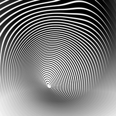 Concentric shapes with deformation effect. Abstract grayscale gr © Pixxsa