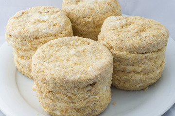 Oriental sweets on a white background Napoleon cake