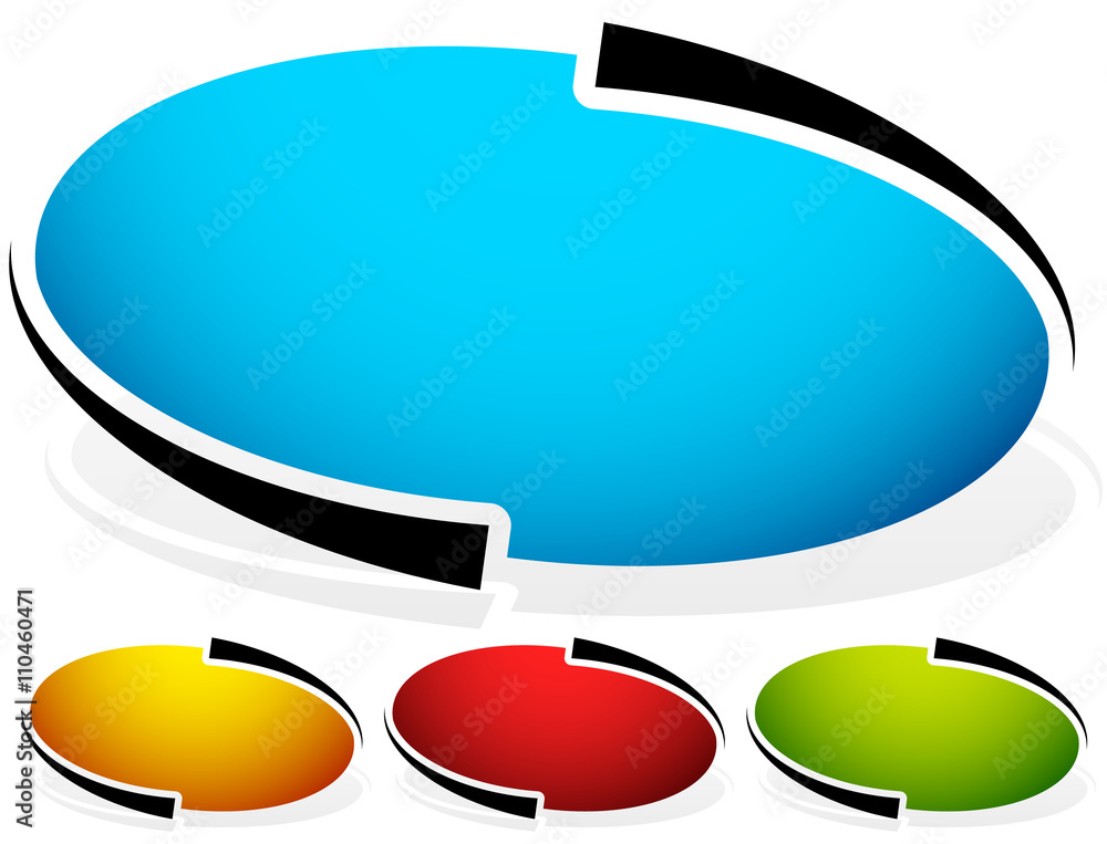 Poster oval, ellipse badge, button background. set of 4 colors. generic