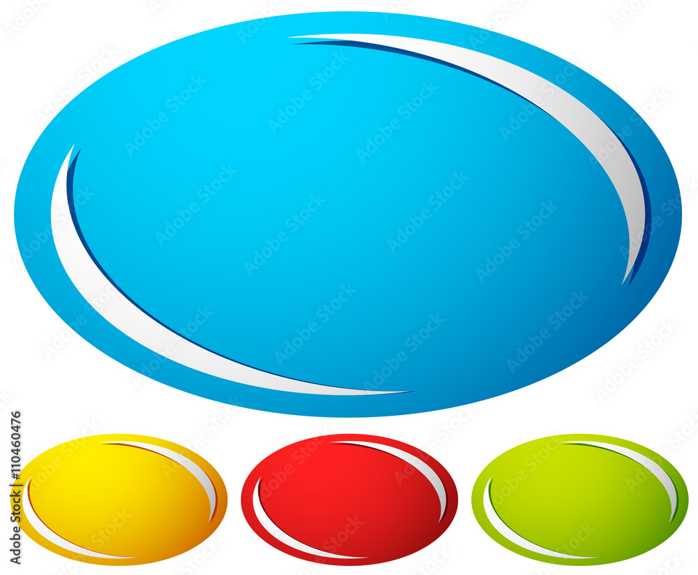 Fototapete oval, ellipse badge, button background. set of 4 colors. generic