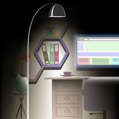Office room in flat design