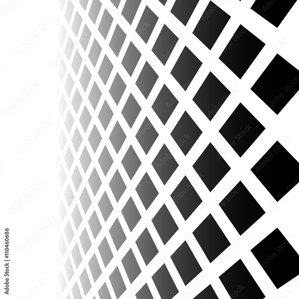 Poster fading mosaic of squares. vanishing pattern in perspective.