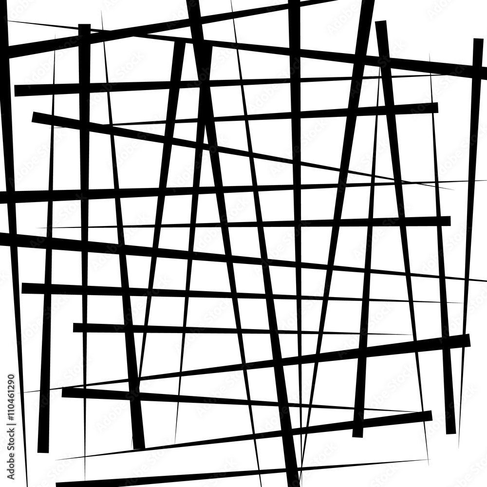 Poster random intersecting irregular lines - monochrome abstract illust