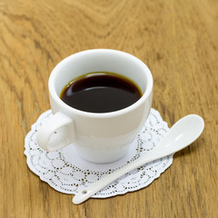 coffee in white cup.