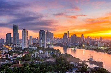 Obraz premium Bangkok city beautiful sunrise.