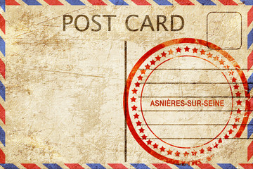 asniÃ¨res-sur-seine, vintage postcard with a rough rubber stamp