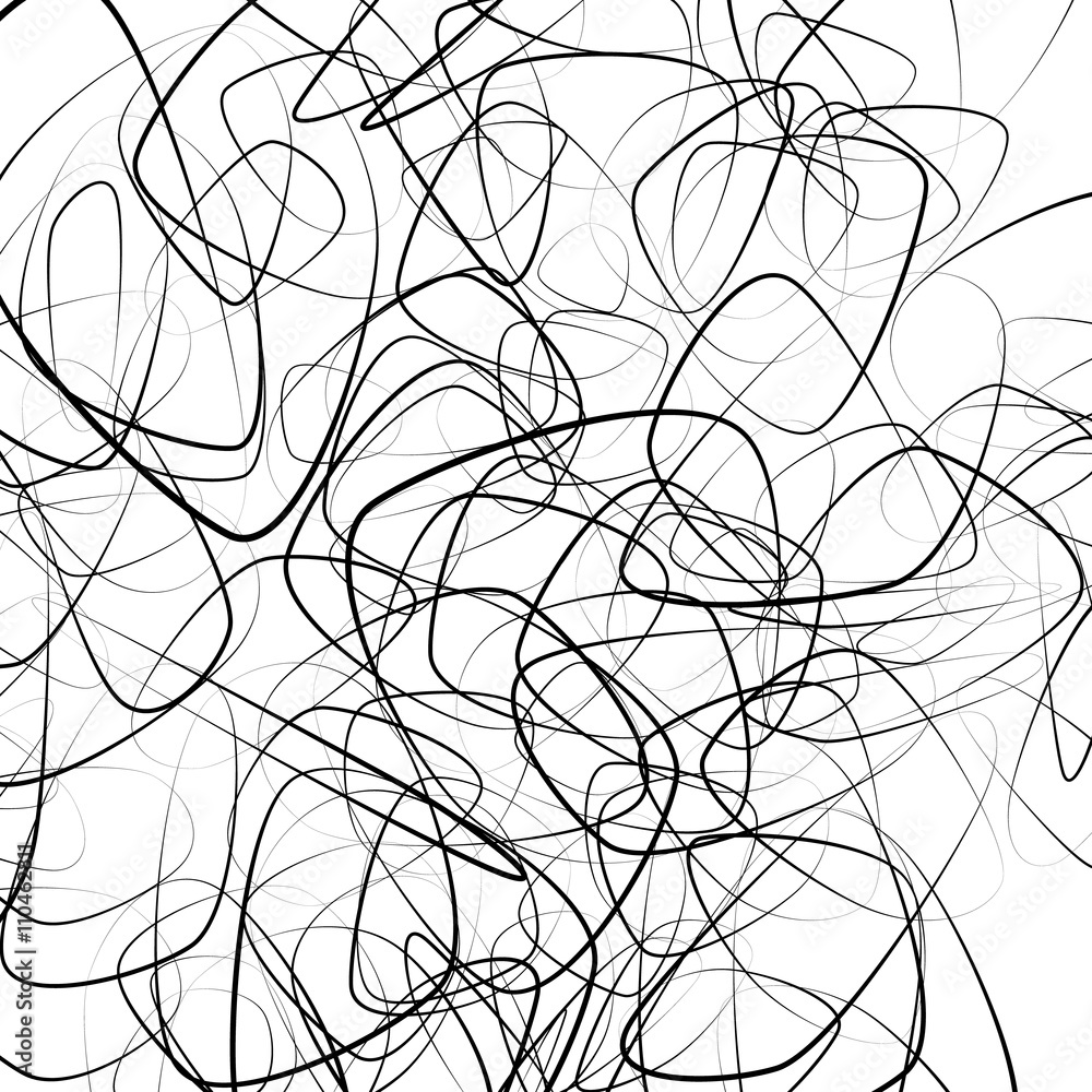 Aufkleber random squiggly, chaotic lines. artistic monochrome image.