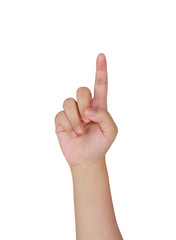 female hand touching, pointing to something