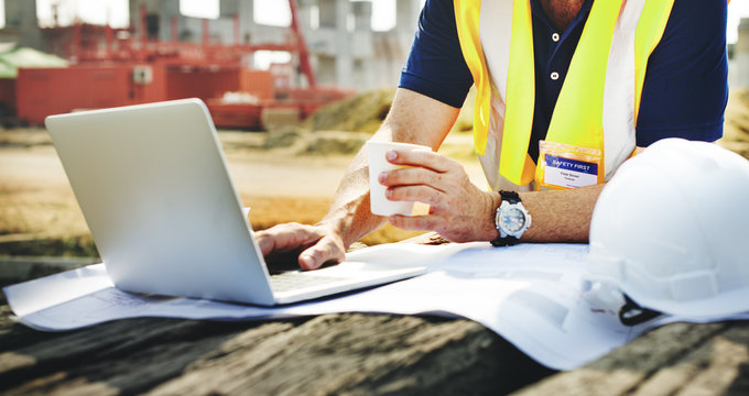 Construction Worker Planning Constractor Developer Concept