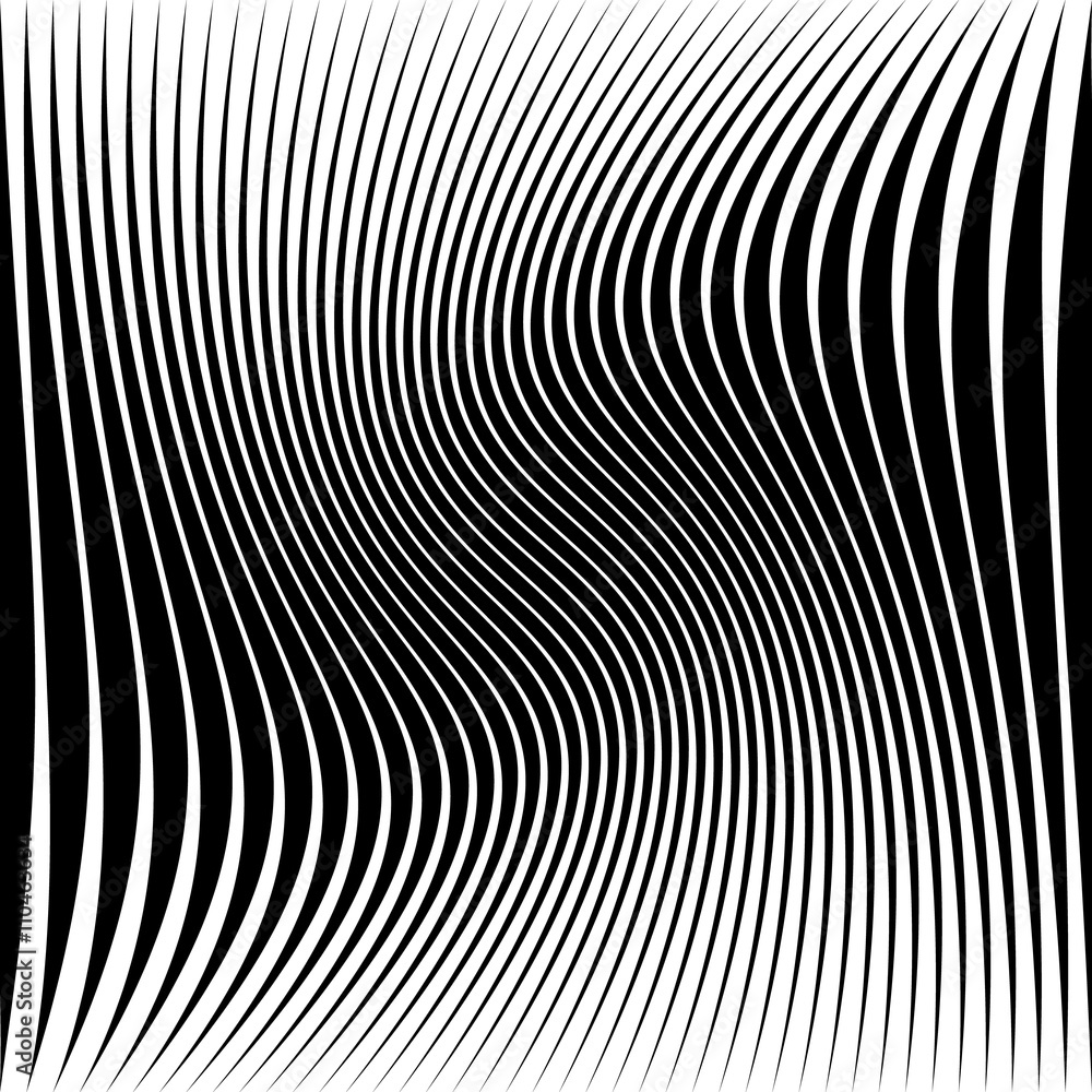 Poster wavy dynamic irregular lines monochrome pattern.