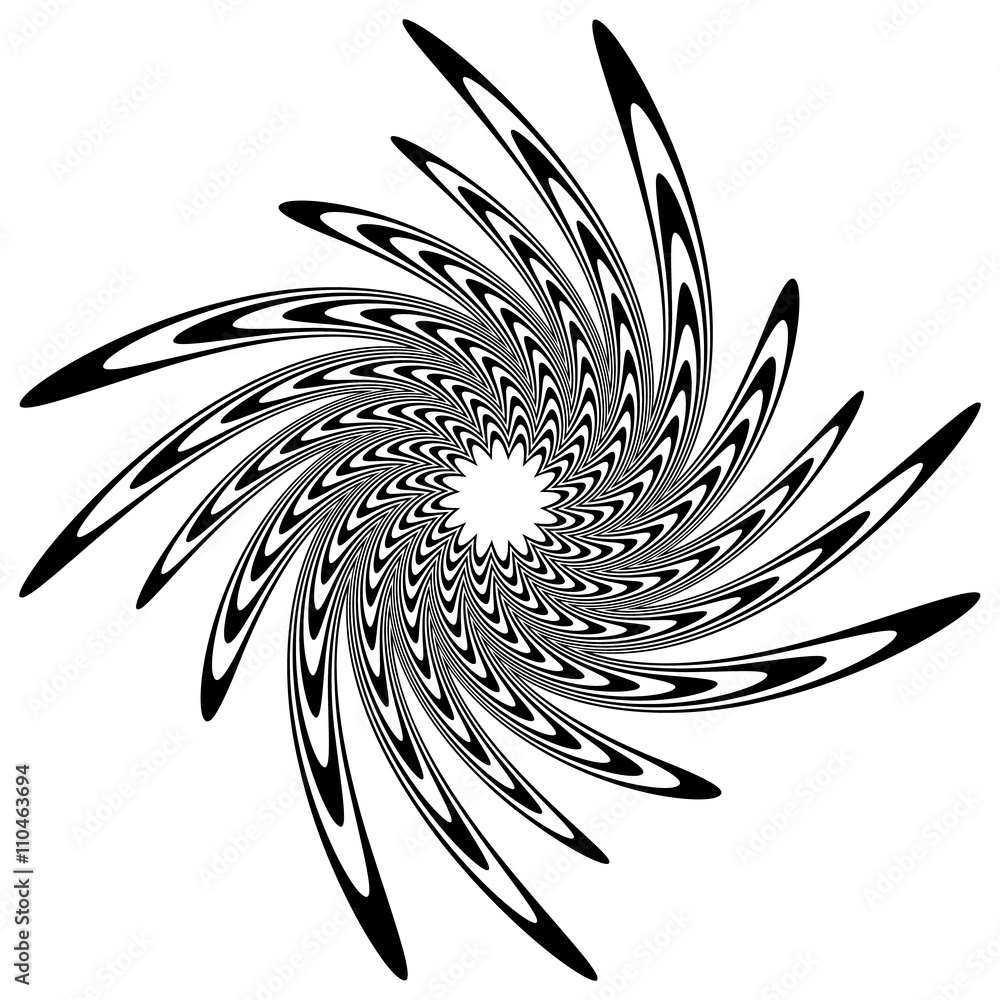 Poster circular shape with spiral, vortex distortion effect