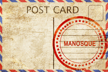 manosque, vintage postcard with a rough rubber stamp