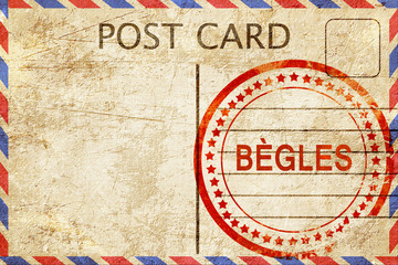 begles, vintage postcard with a rough rubber stamp