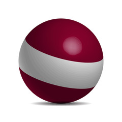Latvia flag on a 3d ball with shadow