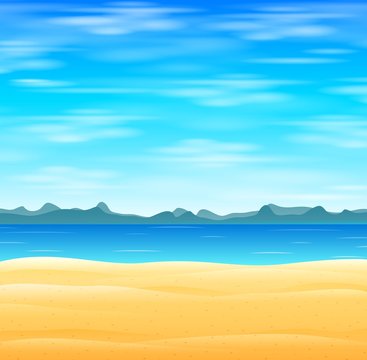 Tropical beach with blue sky