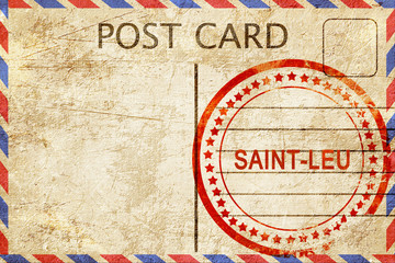 saint-leu, vintage postcard with a rough rubber stamp