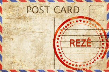 Fototapeta premium Reze, vintage postcard with a rough rubber stamp