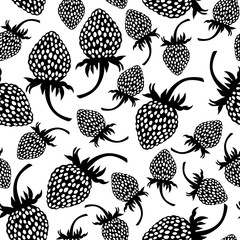 Wild strawberry silhouette pattern seamless