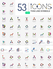 Naklejka premium Collection of linear abstract logos
