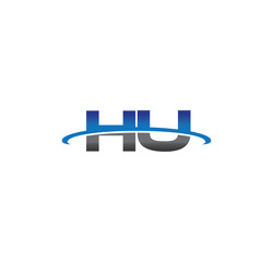 hu alphabet with swoosh grey and blue