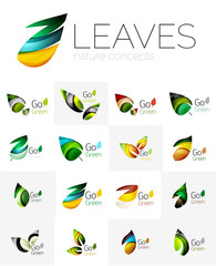 Futuristic design eco leaf logo set