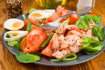 homemade Mediterranean salad with olive oil