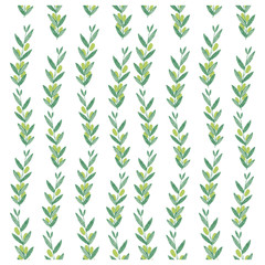 Vector watercolor pattern with olive branches.