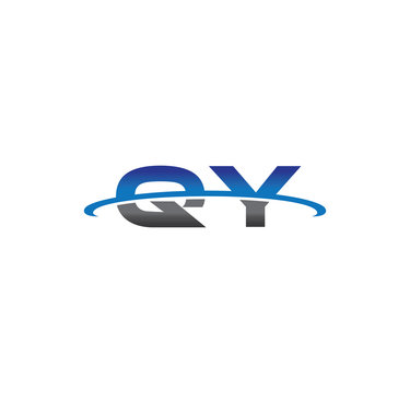 qy alphabet with swoosh grey and blue