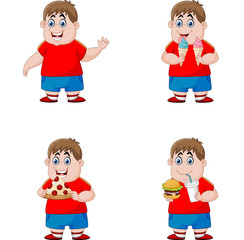 set of boy eating junk food