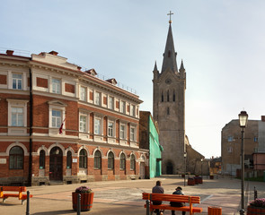 Square with church of Saint John in Cesis.