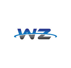 wz alphabet with swoosh grey and blue