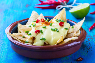 Nachos with cheese sauce
