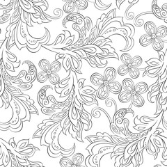 batik style floral seamless pattern