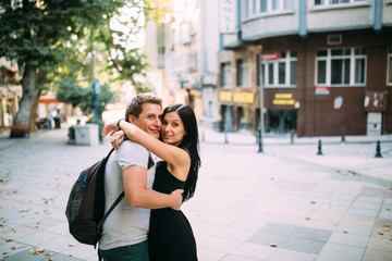 loving couple having fun on the walk to Istanbul, Turkey.