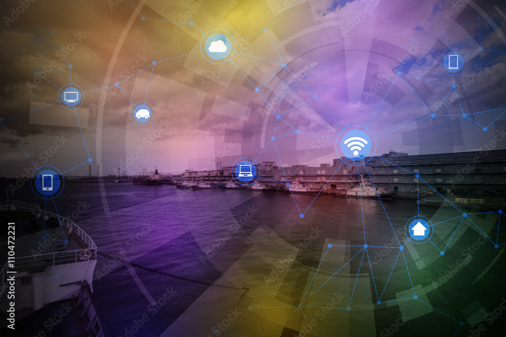 Aufkleber smart logistics and wireless communication network, abstract image visual, internet of things