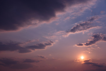Dramatic sky. Sunset. Nature background.