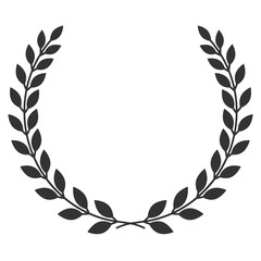A laurel wreath icon - symbol of victory and achievement. Vintage design element for medals, awards, coat of arms or anniversary logo. Gray silhouette isolated on white background. Vector illustration - 110472856