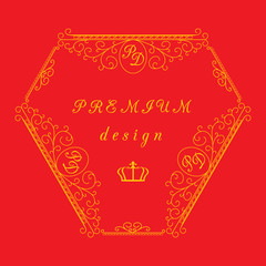 Luxury Logo template flourishes elegant ornament lines. Effect gold. Business sign, identity for Restaurant, Royalty, Boutique, Cafe, Hotel, Heraldic, Jewelry, Fashion and other vector illustration.