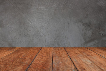Perspective brown wood on concrete texture