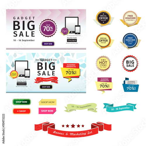 Promotional Banner Marketing Set This Set Contains Badges Sale