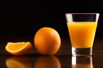 A glass of chilled orange juice